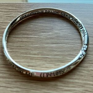Chic silver -tone bangle engraved Christian jewelry
